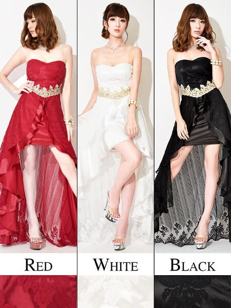 【ロングドレス】選べる3色展開、腰が細く見えそうなゴールド刺繍